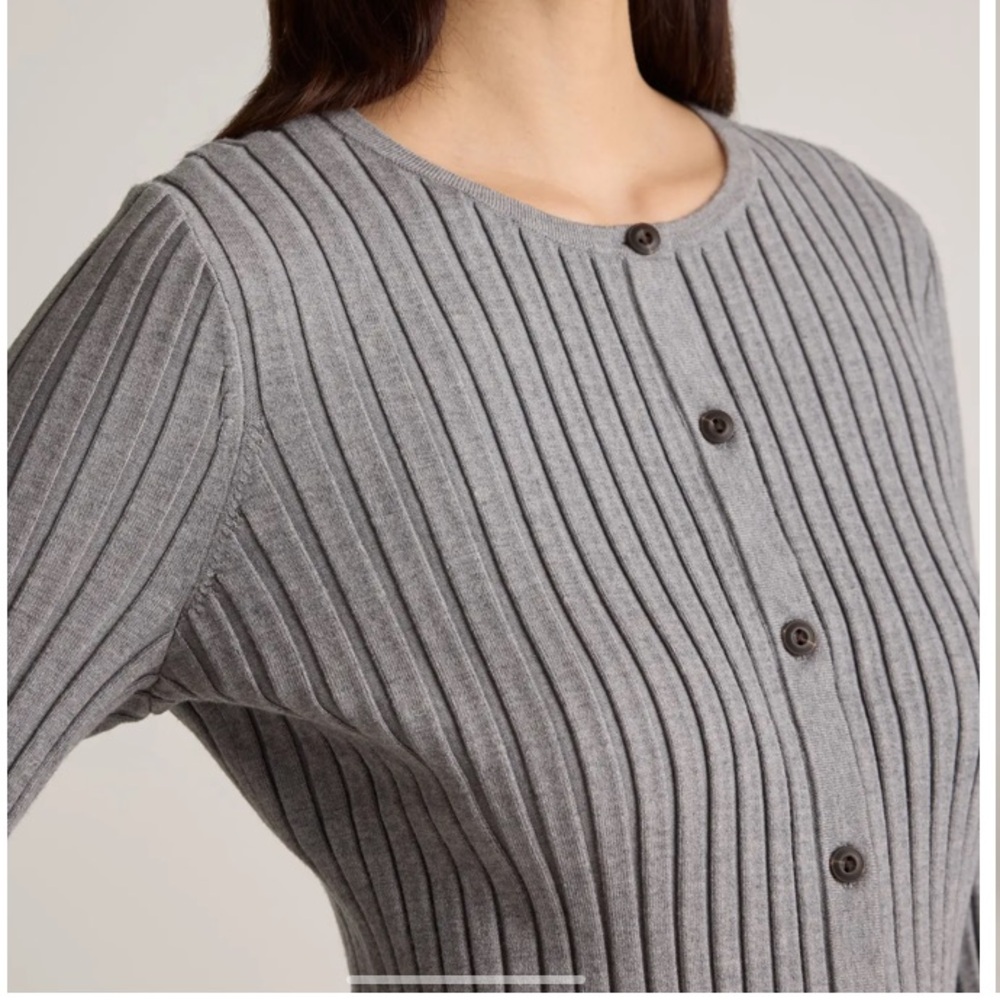 NWT Quince Eco-Knit Cropped Rib Cardigan